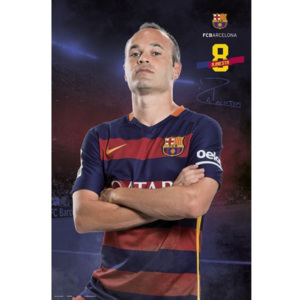 Plakát, Obraz - FC Barcelona - Iniesta pose 2015/2016, (61 x 91,5 cm)