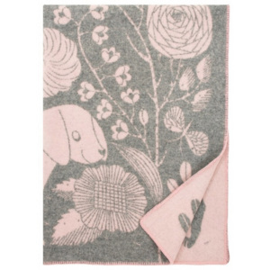 Vlněná deka Koira ja Kissa 130x180, šedo-růžová Lapuan Kankurit