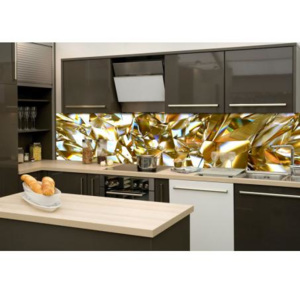 DIMEX KI-260-072 Fototapeta do kuchyně Zlatý krystal | 260 x 60 cm bílá, zlatá samolepicí fototapeta na kuchyňskou linku