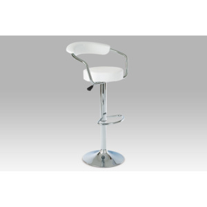Barová židle s opěrkou bílá ekokůže AUB-308 WT