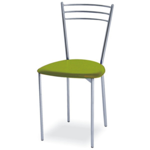 Jídelní židle v jednoduchém moderním provedení s chromovou konsturkcí zelená LIANA