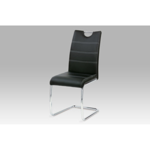 Jídelní židle černá s bílým prošitím WE-5075 BK