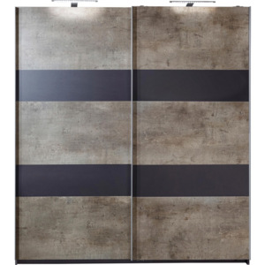Skříň S Posuvnými Dveřmi Chess jílová barva, šedá 180/198/64 cm