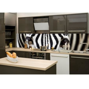 DIMEX KI-260-016 Fototapeta do kuchyně Zebra | 260 x 60 cm černobílá samolepicí fototapeta na kuchyňskou linku