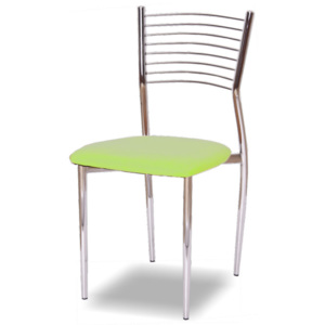 Jídelní židle ze zelené ekokůže a chromového opěradla TK2044