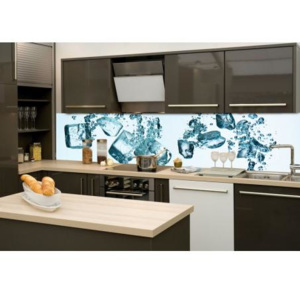 DIMEX KI-260-002 Fototapeta do kuchyně Ledové kostky | 260 x 60 cm modrá samolepicí fototapeta na kuchyňskou linku