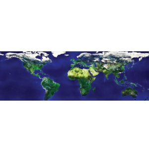 M-133 Vliesové fototapety na zeď Mapa světa | 330 x 110 cm | bílá, modrá, zelená