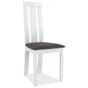 Jídelní čalouněná židle C-27 bílá/šedá - šedá plyš.látka