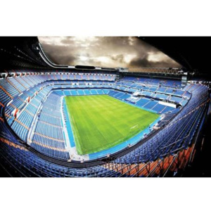 XL-256 Vliesové fototapety na zeď Fotbalový stadion | 330 x 220 cm | oranžová, zelená, modrá