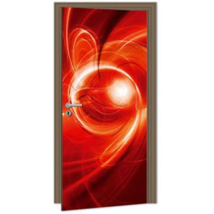 DL-035 Samolepicí fototapeta na dveře Červený abstrakt | 95 x 210 cm | oranžová, bílá, červená