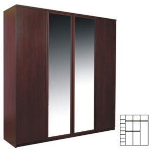 Skříň čtyřdveřová se zrcadlem v moderním dekoru borovice PELLO TYP 23