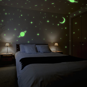 Walplus Svítící samolepka na zeď Meteorický déšť, měsíc a hvězdy, 300x300 cm