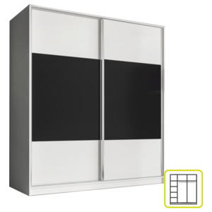 Skříň dvoudveřová kombinovaná, šířka 180 cm, bílá/černá, AVA