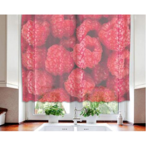 Hotové záclony do kuchyně - fotozáclony Maliny | 140 x 120 cm | červená