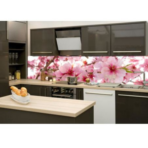 DIMEX KI-260-054 Fototapeta do kuchyně Květy jabloní| 260 x 60 cm červená, bílá, růžová samolepicí fototapeta na kuchyňskou linku