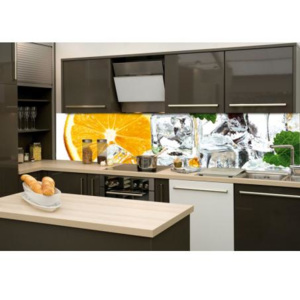 DIMEX KI-260-023 Fototapeta do kuchyně Citrón a led | 260 x 60 cm zelená, oranžová, bílá samolepicí fototapeta na kuchyňskou linku