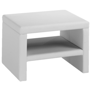 Noční stolek s poličkou v bílé ekokůži KN1048
