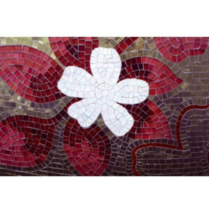 FL-255-030 Samolepicí fototapety na podlahu Mozaika | 255 x 170 cm | bílá, červená, hnědá