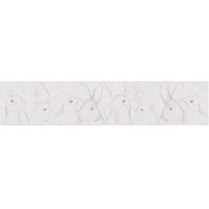 30330-1 dětské bordury na zeď Lovely Friends | 17 cm x 5 m | bílá, šedá
