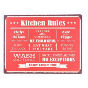 Retro plechová cedule Kitchen rules