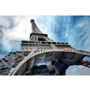 XL-407 Vliesové fototapety na zeď Eiffelova věž | 330 x 220 cm | šedá, modrá