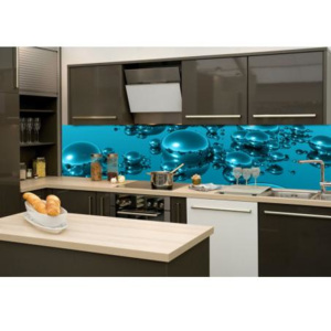 DIMEX KI-260-019 Fototapeta do kuchyně Kapky vody | 260 x 60 cm modrá samolepicí fototapeta na kuchyňskou linku