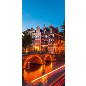 S-454 Vliesové fototapety na zeď Amsterdam | 110 x 220 cm | oranžová, modrá