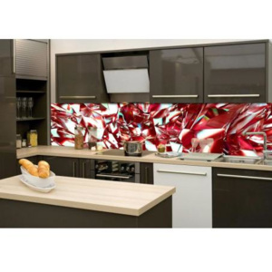 DIMEX KI-260-071 Fototapeta do kuchyně Červený krystal | 260 x 60 cm červená, bílá samolepicí fototapeta na kuchyňskou linku