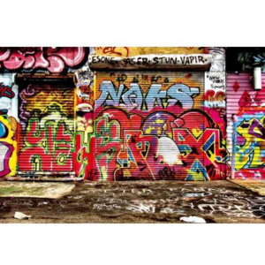 XL-417 Vliesové fototapety na zeď Ulice s graffiti | 330 x 220 cm | vícebarevná