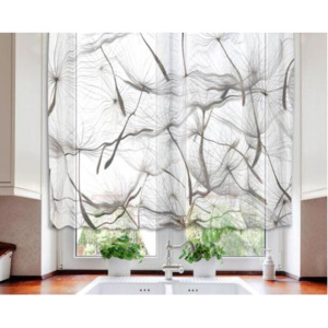 Hotové záclony do kuchyně - fotozáclony Chmýří pampelišek | 140 x 120 cm | hnědá, bílá