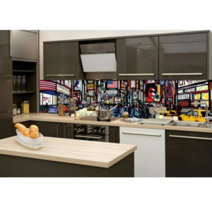 DIMEX KI-260-040 Fototapeta do kuchyně Times Square | 260 x 60 cm vícebarevná samolepicí fototapeta na kuchyňskou linku