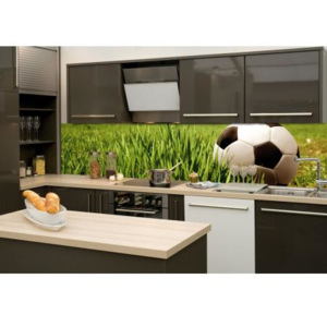 DIMEX KI-260-038 Fototapeta do kuchyně Fotbalový míč | 260 x 60 cm zelená, černá, bílá samolepicí fototapeta na kuchyňskou linku