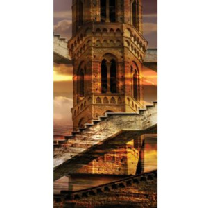 S-193 Vliesové fototapety na zeď Éterická věž | 110 x 220 cm | hnědá, oranžová, béžová