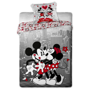 JerryFabrics povlečení Mickey a Minnie v NY bavlna 140x200 70x90