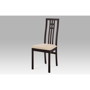 Jídelní židle dřevěná dekor wenge a potah krémová látka BC-2482 BK