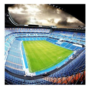 FL-170-034 Samolepicí fototapety na podlahu Fotbalový stadion | 170 x 170 cm | černá, zelená, modrá