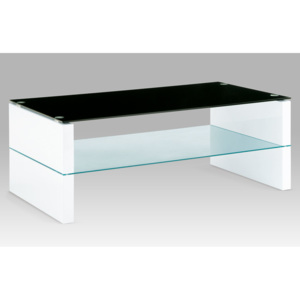 Konferenční stolek moderní z černého skla a vysokého bílého lesku AHG-029 WT