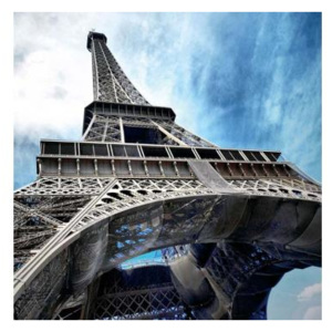 L-438 Vliesové fototapety na zeď Eiffelova věž | 220 x 220 cm | modrá, šedá, bílá
