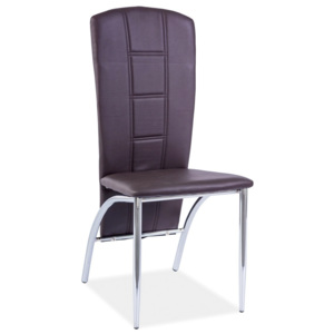 Jídelní čalouněná židle v hnědé barvě na kovové konstrukci KN1075
