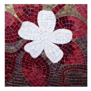 FL-170-023 Samolepicí fototapety na podlahu Mozaika | 170 x 170 cm | bílá, červená, hnědá