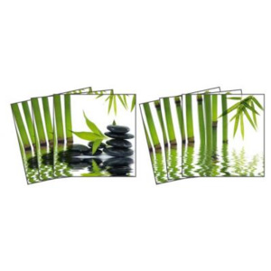 DIMEX TI 012 Dekorace - samolepky na kachličky - Zahrada Zen | 15 x 15 cm | bílá, zelená, černá