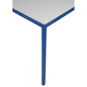 Stůl do jídelny - kulaté nohy, modrá konstrukce, 1600 x 800 mm, šedá