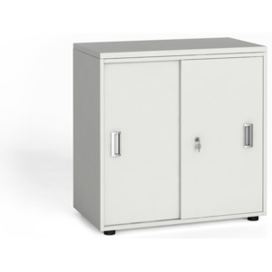 Kancelářská skříň se zasouvacími dveřmi, 740 x 800 x 420 mm, bílá