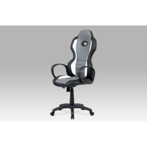 Kancelářská židle KA-E910 GREY, koženka černá & šedá