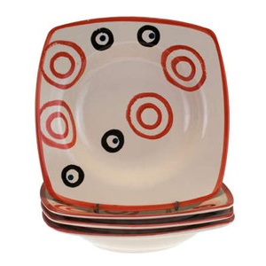 Sada keramických hlubokých talířů square COLORÉ, 4 ks, červené, OK