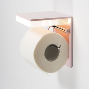 Dark L-hop 1, světle růžový svítící držák na toaletní papír, 3W LED 3000K, výška 14cm, IP44