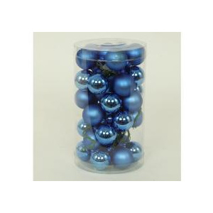 Ozdoby skleněné dekorační na drátku, pr.2.5cm, cena za 36ks (6ks svazek) - VAK020-modra1