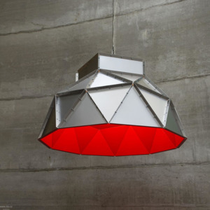 Dark Apollo, závěsné svítidlo v industriálním stylu, 1x15W LED, nerez/červená, prům. 106cm