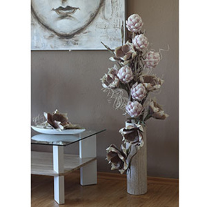 Váza polyresinová s aranží z umělé magnolie a artyčoku - 1-9004A