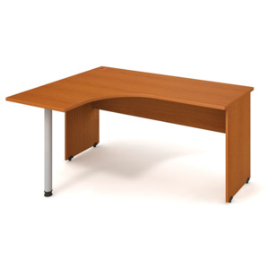 Rohový stůl, kovová noha, hloubka 600 mm, pravý, buk